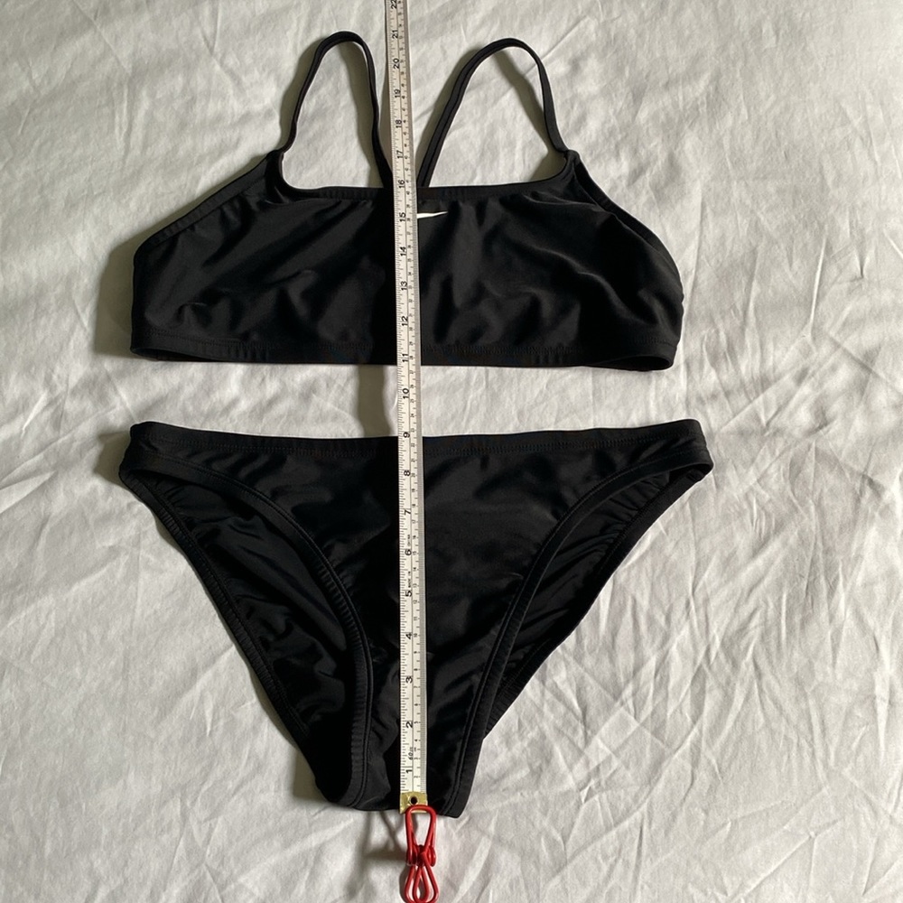 Nike Core Solids Sport 2-Piece size 12 racer back bikini top swimsuit set black - Picture 4 of 13